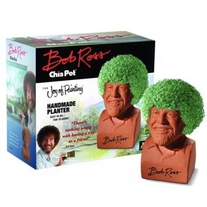 Chia Pet Bob Ross With Seed Pack, Decorative Pottery Planter, Easy Fun To Grow
